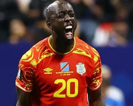 DR Congo's Yoane Wissa, who scored twice, roars in delight after Fiston Mayele’s goal