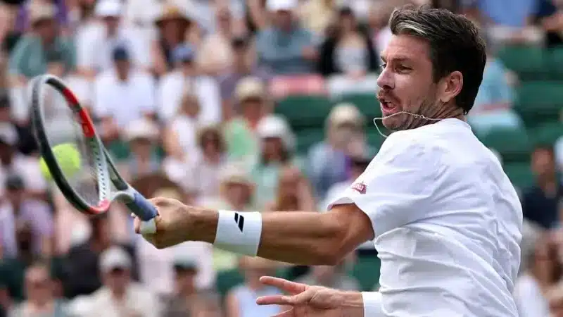 Cameron Norrie of Great Britain plays a forehand
