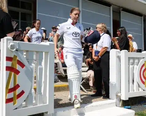 Heather Knight strides out to bat for England at Lord’s on Saturday