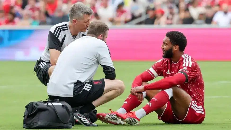 Liverpool's Joe Gomez is injured during the pre-season friendly against Sunderland