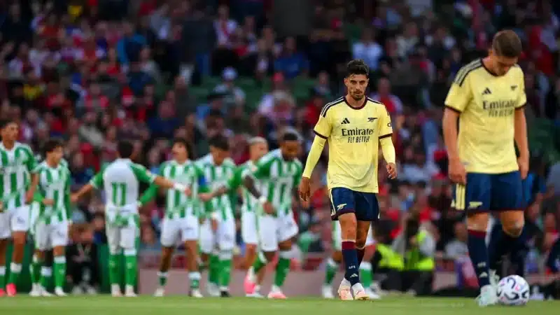 Arsenal players during their friendly defeat by Real Betis