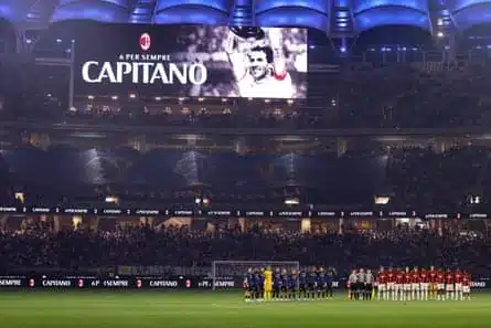 Milan and Inter players pay tribute to Franco Baresi in Perth.