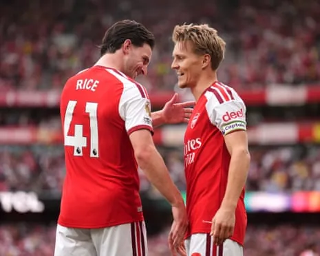 Martin Ødegaard (right) with Declan Rice
