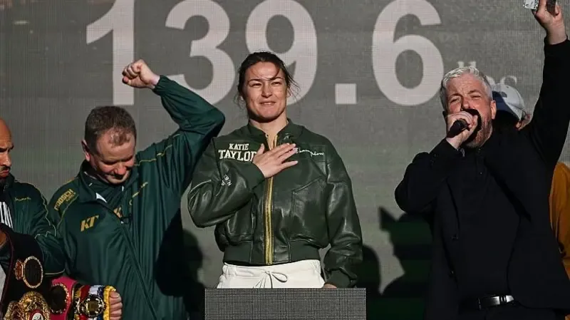 Katie Taylor holds her hand to her chest